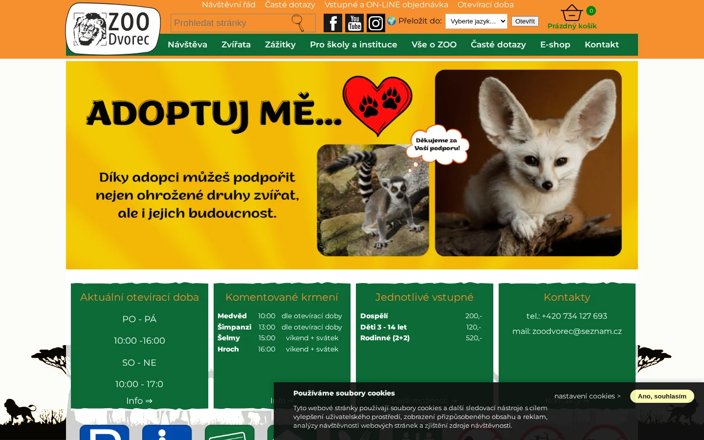 Zoologická zahrada Dvorec website